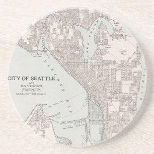 Vintage Karte von Seattle Washington (1901) Getränkeuntersetzer
