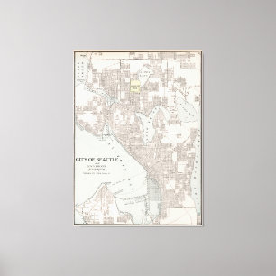 Vintage Karte von Seattle Washington (1901) Leinwanddruck