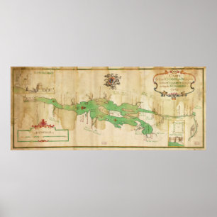 Vintage Karte von See Champlain (1740) Poster