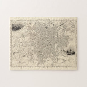 Vintage Karte von Sheffield England (1851) Puzzle