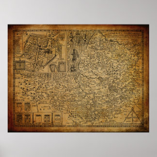 Vintage Karte von Somerset Wessex England 1610 Poster