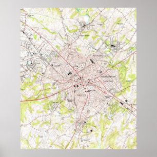 Vintage Karte von Spartanburg South Carolina (1949 Poster