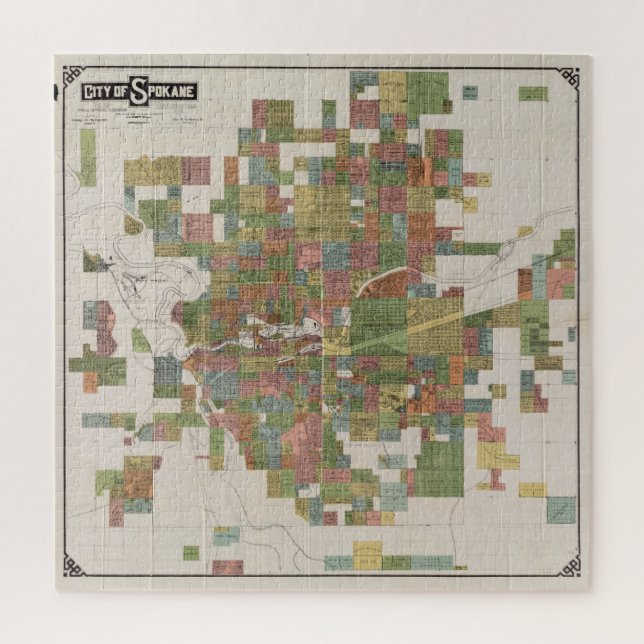 Vintage Karte von Spokane WA (1910) Puzzle (Vertikal)