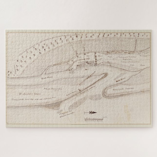 Vintage Karte von St. Augustine FL (1819) Puzzle (Horizontal)