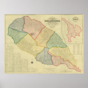 Vintage Karte von St. Kitts (1828) Poster