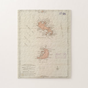 Vintage Karte von St. Lucia und Martinique (1781) Puzzle