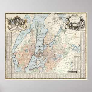 Vintage Karte von Stockholm (1733) Poster