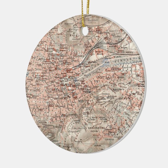 Vintage Karte von Stuttgart Deutschland (1909) Keramikornament (Links)