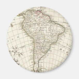 Vintage Karte von Südamerika (1762) Magnet