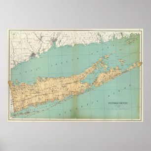 Vintage Karte von Suffolk County NY (1895) Poster