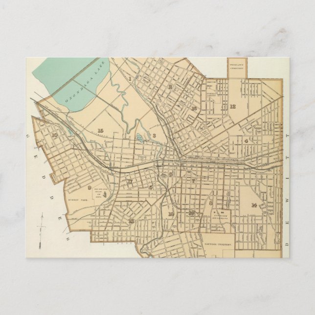 Vintage Karte von Syrakus New York (1895) (Vorderseite)