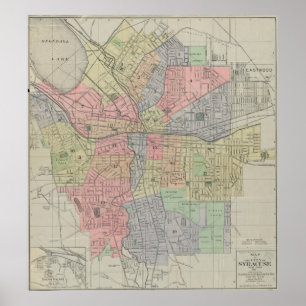 Vintage Karte von Syrakus New York (1920) Poster