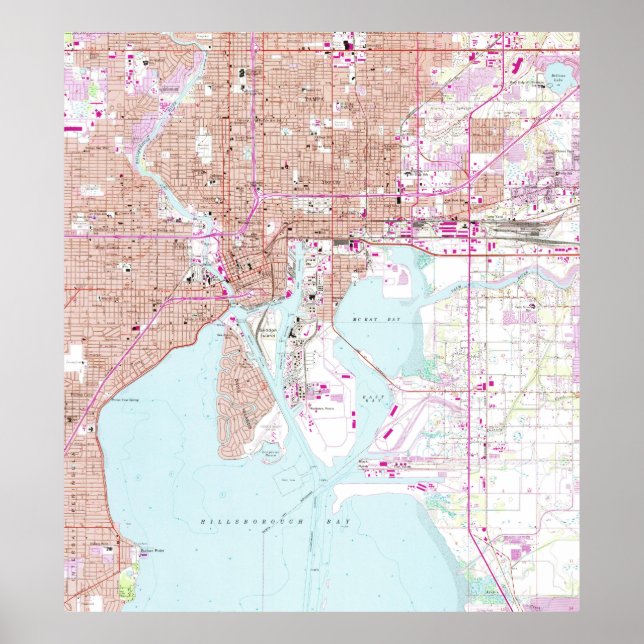 Vintage Karte von Tampa Florida (1956) Poster (Vorne)