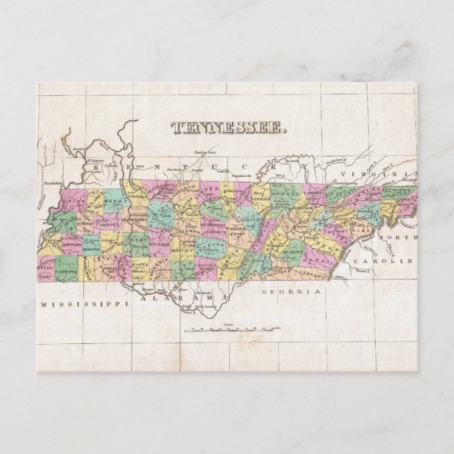 Vintage Karte von Tennessee (1827) (Vorderseite)