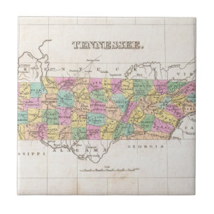Vintage Karte von Tennessee (1827) Fliese