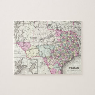 Vintage Karte von Texas (1855) Puzzle