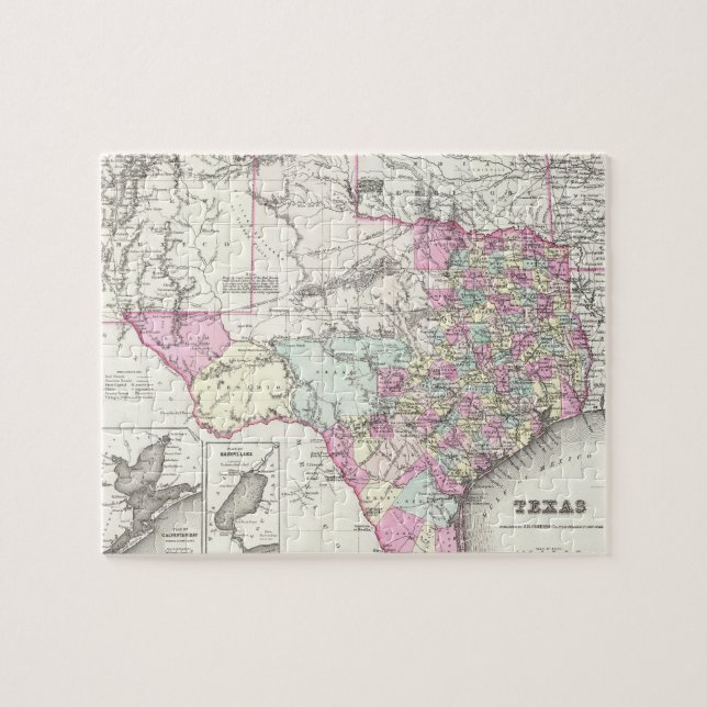 Vintage Karte von Texas (1855) Puzzle (Horizontal)