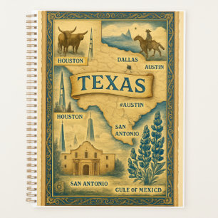 Vintage Karte von Texas, 1885 Planer