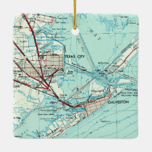 Vintage Karte von Texas City Keramikornament