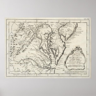 Vintage Karte von The Chesapeake Bay (1780) Poster
