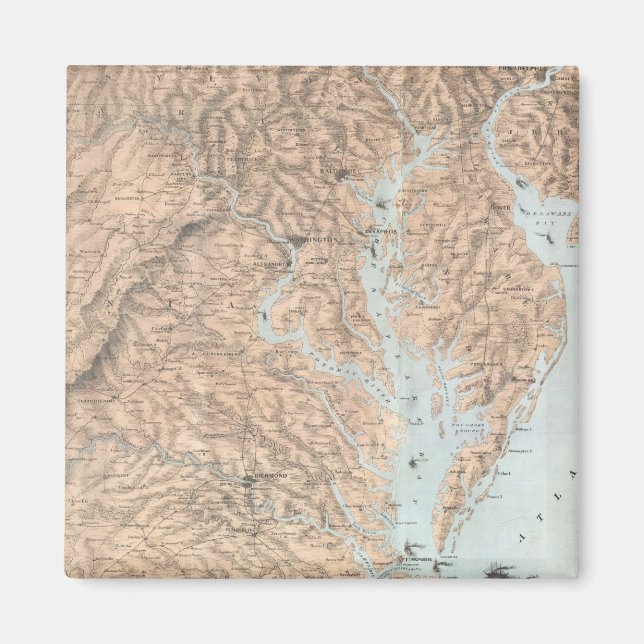 Vintage Karte von The Chesapeake Bay (1861) Magnet (Vorne)