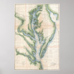 Vintage Karte von The Chesapeake Bay (1873) Poster
