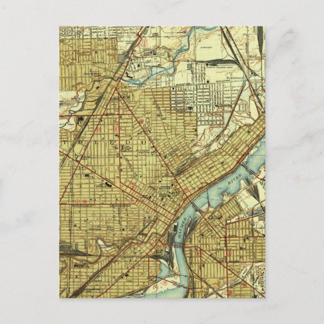 Vintage Karte von Toledo Ohio (1938) (Vorderseite)