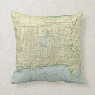 Vintage Karte von Toronto (1901) Kissen