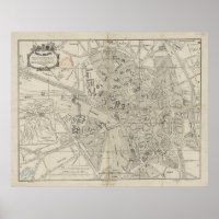 Vintage Karte von Toulouse Frankreich (1844)