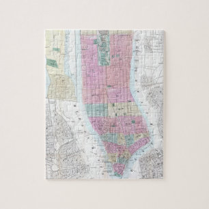 Vintage Karte von unterem Manhattan (1865) Puzzle