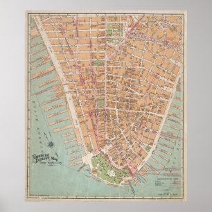 Vintage Karte von unterem Manhattan (1921) Poster