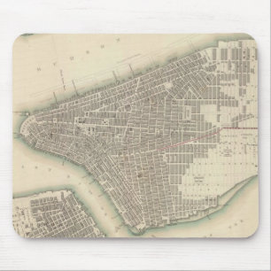 Vintage Karte von unterem New York City (1840) Mousepad