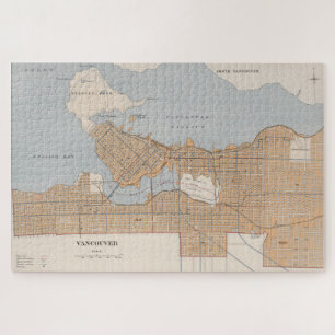 Vintage Karte von Vancouver Canada (1915) Puzzle