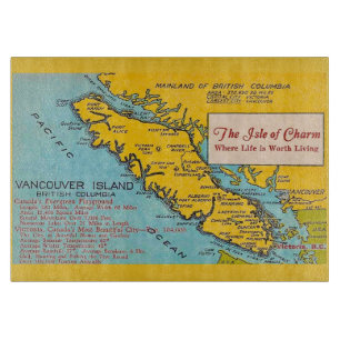 Vintage Karte von Vancouver Island Schneidebrett