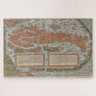 Vintage Karte von Venedig (1550) Puzzle