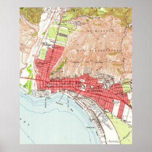 Vintage Karte von Ventura Kalifornien (1951) Poster