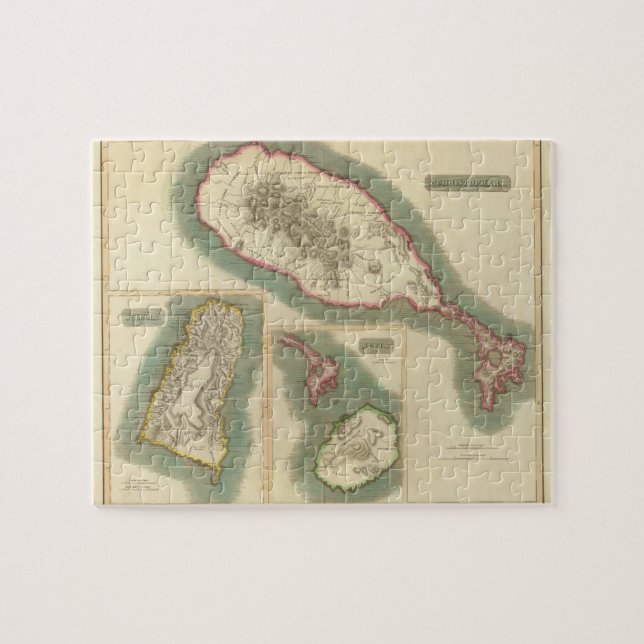 Vintage Karte von verschiedenen Inseln der Puzzle (Horizontal)