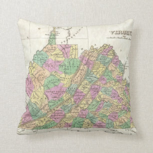 Vintage Karte von Virginia (1827) Kissen