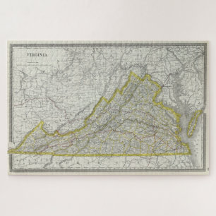 Vintage Karte von Virginia (1889) Puzzle