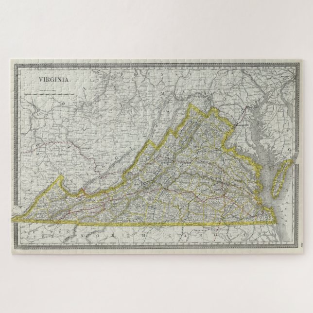 Vintage Karte von Virginia (1889) Puzzle (Horizontal)