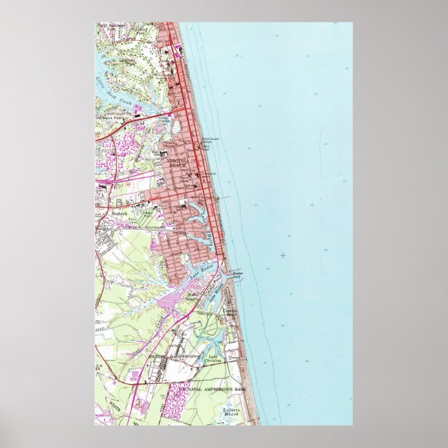 Vintage Karte von Virginia Beach (1965) 2 Poster (Vorne)