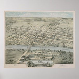 Vintage Karte von Waco Texas (1873) Poster