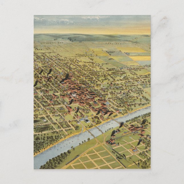 Vintage Karte von Waco Texas (1892) (Vorderseite)