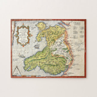 Vintage Karte von Wales und von Anglesey 1579 Puzzle