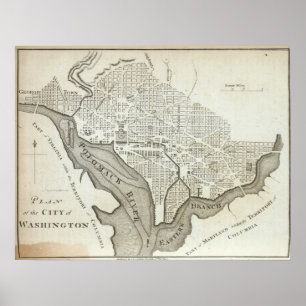 Vintage Karte von Washington D.C. (1794) Poster