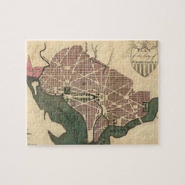 Vintage Karte von Washington DC (1793) Puzzle (Horizontal)