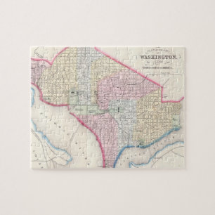 Vintage Karte von Washington DC (1864) Puzzle