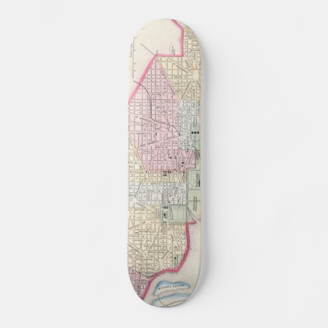 Vintage Karte von Washington DC (1864) Skateboard (Vorderseite)