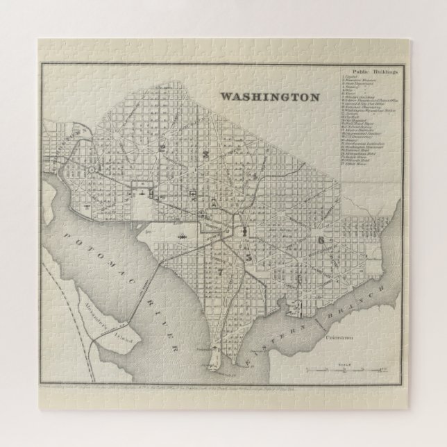 Vintage Karte von Washington DC (1866) Puzzle (Horizontal)