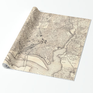 Vintage Karte von Washington DC (1900) Geschenkpapier